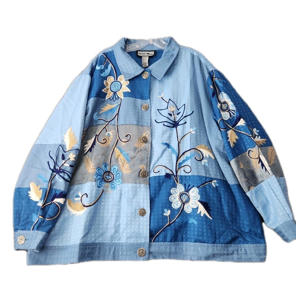 Vtg Floral Embroidered Cottage Art to Wear Jacket Boho Lagenlook Patchwork Sz 3X